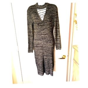 Almost Famous Sweater Dress in Gold and Black